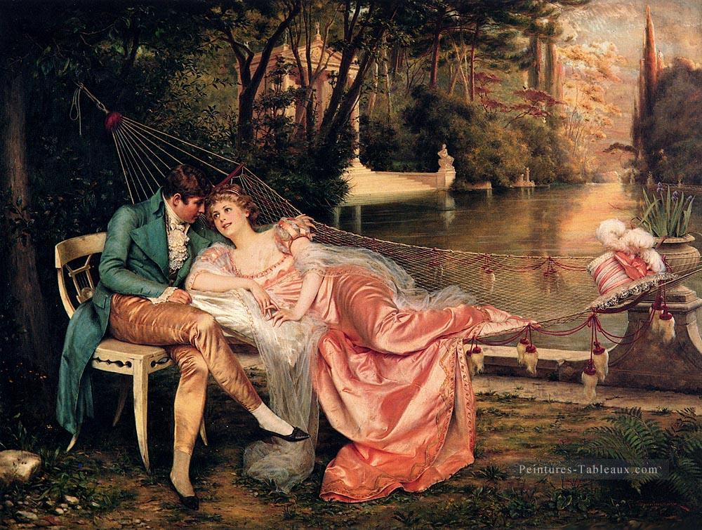 Flirtation 2 dame Frederic Soulacroix Peintures à l'huile